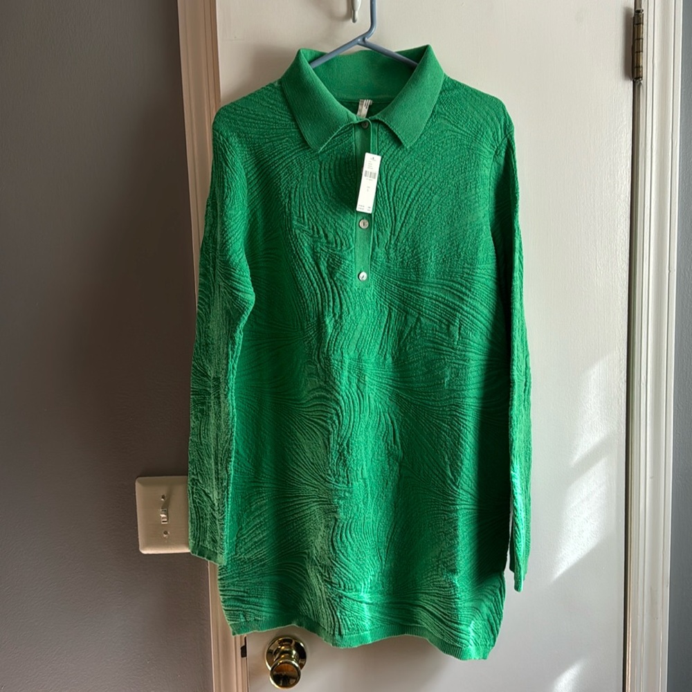NWT!!! Anthropologie collared mini dress. Perfect for St Patty’s Day! Size Large